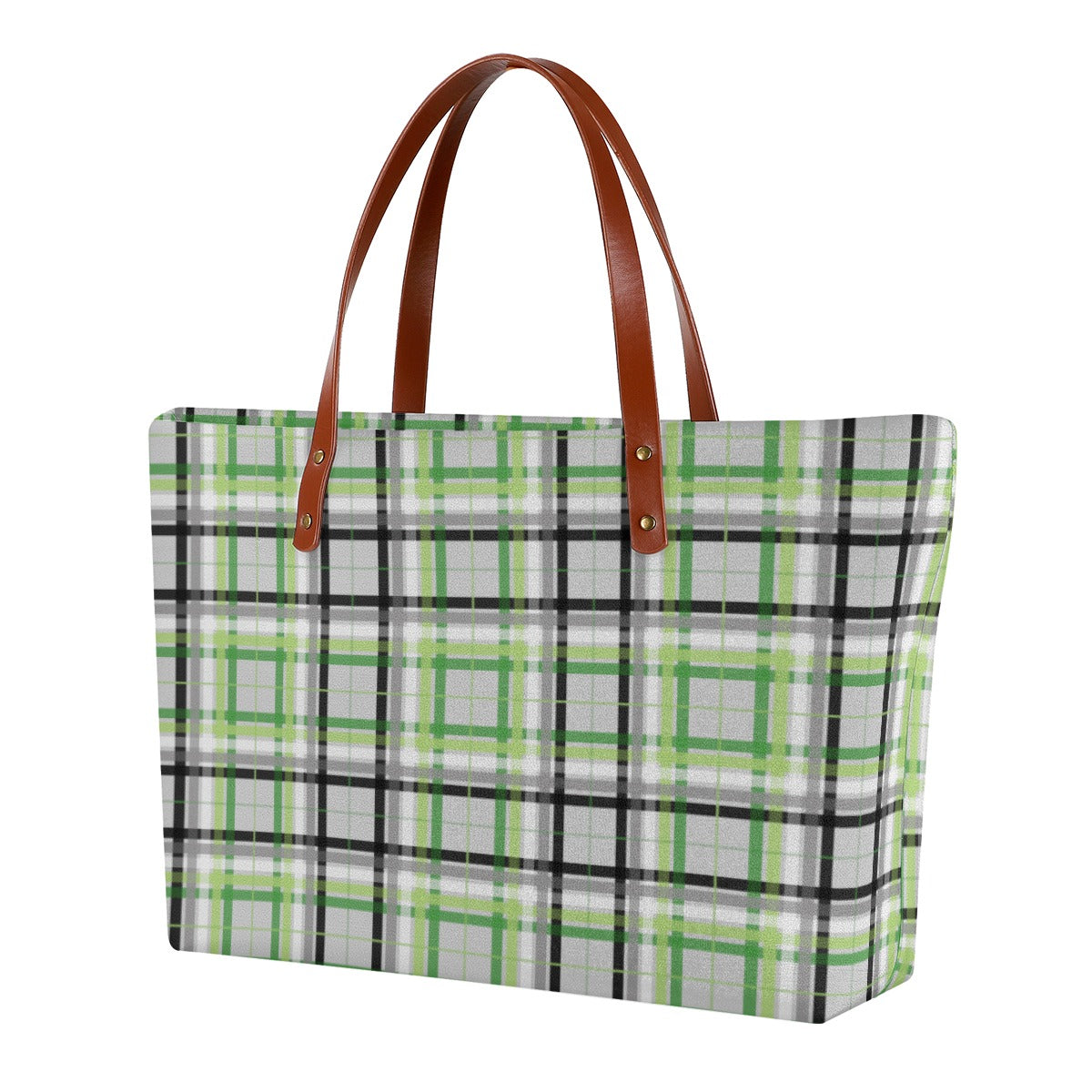 Aromantic/Fog Tartan Plaid Zippered Neoprene Tote Bag