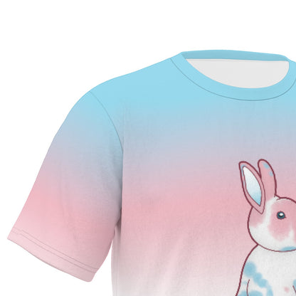 Transgender Nosy Neighbour Bunny with Gradient Background Relaxed Fit O-Neck T-Shirt