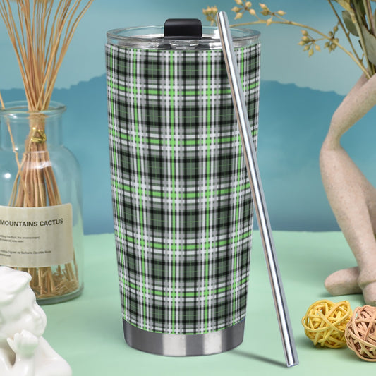 Agender Plaid Hot/Cold Tumbler with Steel Straw (20oz )