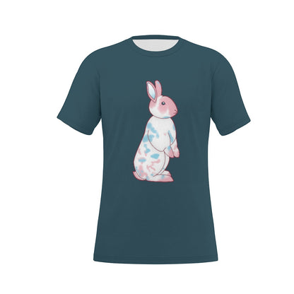 Transgender Nosy Neighbour Bunny with Peacock Background Relaxed Fit O-Neck T-Shirt