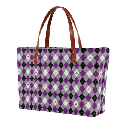 Asexual Panromantic Solid Argyle Zippered Neoprene Tote Bag