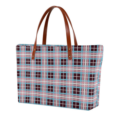 Transgender/Deep Maroon Tartan Plaid Zippered Neoprene Tote Bag