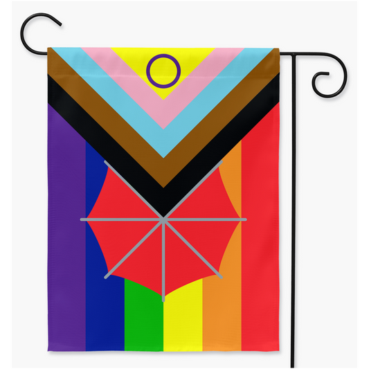 Intersex and Sex Worker Inclusive Rainbow Pride Yard And Garden Flags | Single Or Double-Sided | 2 Sizes