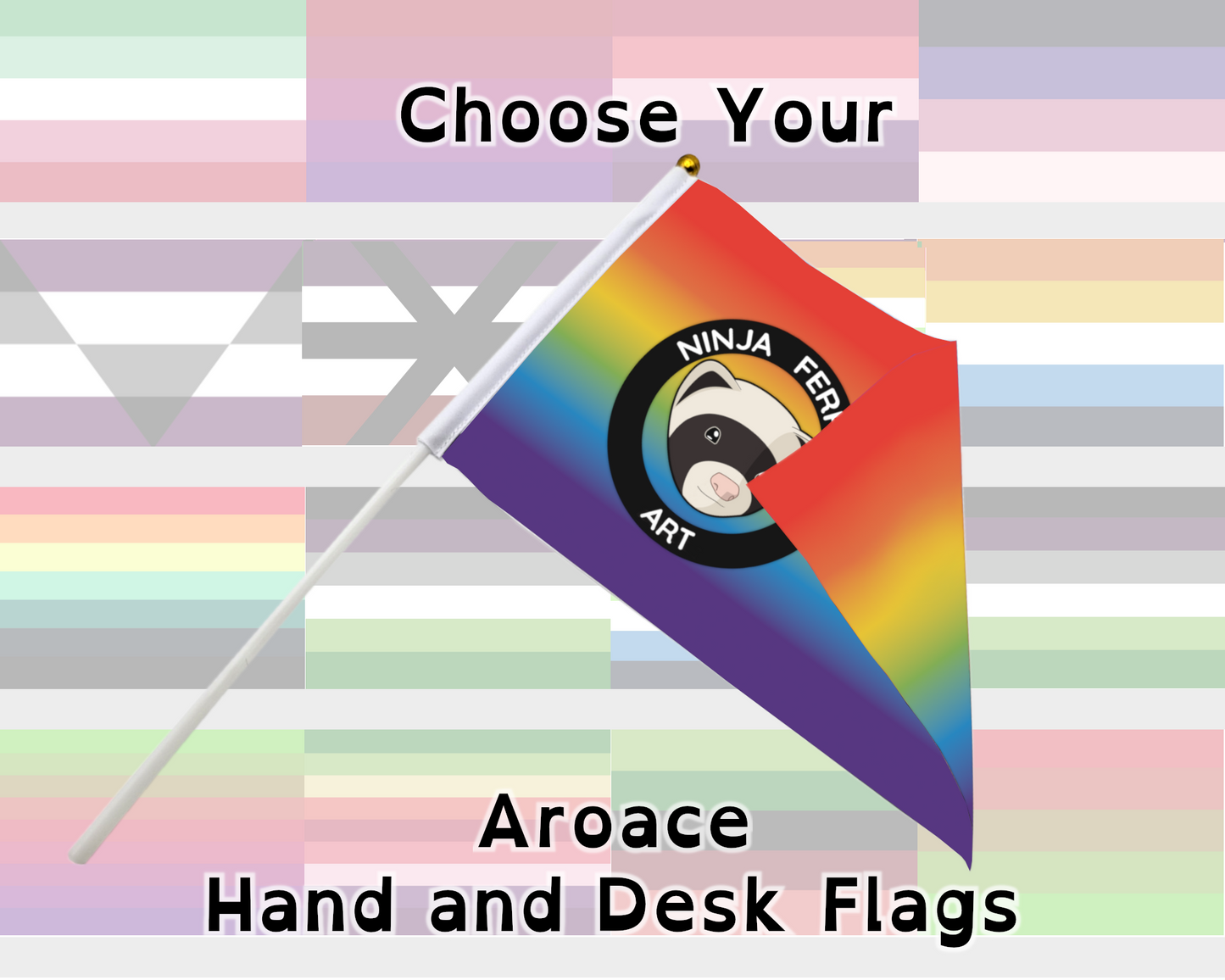 Aroace Spectrum Pride Hand/Desk Flags | Choose Your Flag | Double Sided