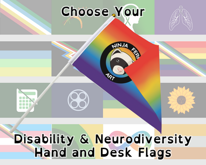 Drapeaux de main/de bureau de fierté de handicap et de neurodiversité | Choisissez votre drapeau | Double face
