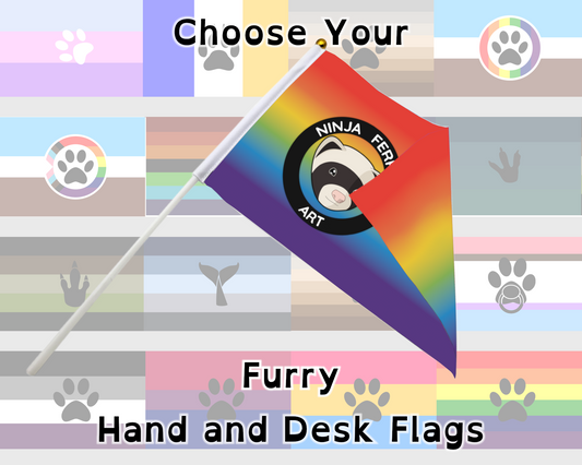 Drapeaux de main/de bureau Furry Pride | Choisissez votre drapeau | Double face