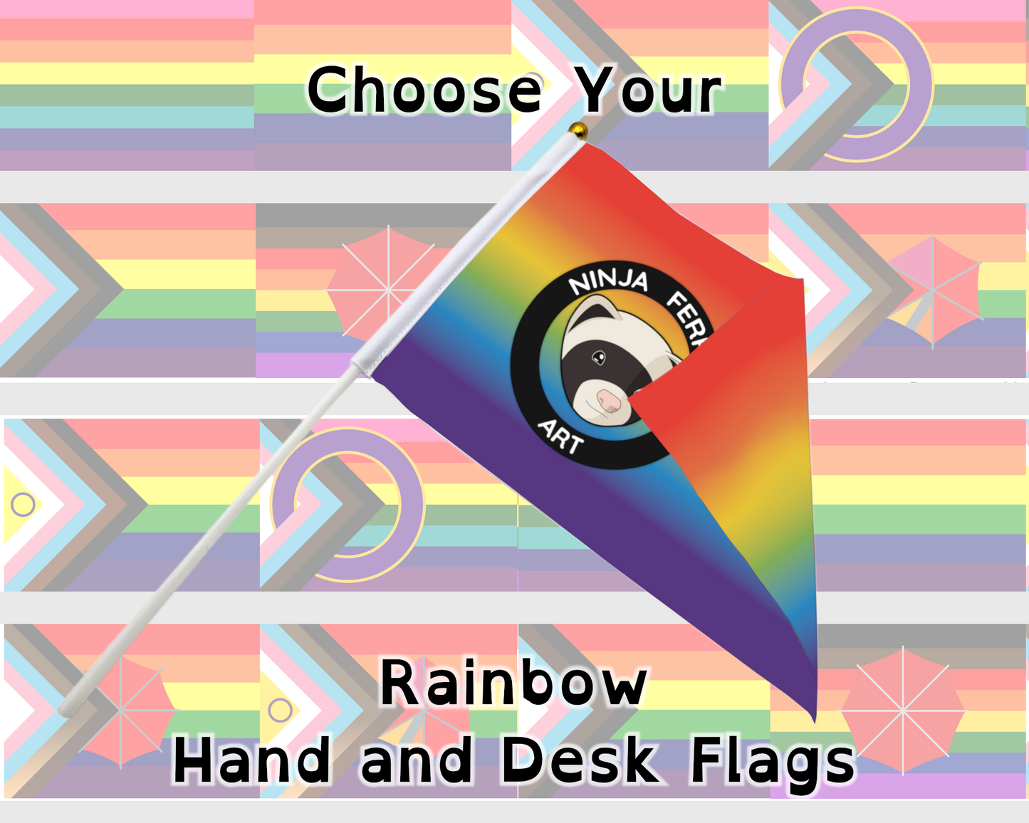 Drapeaux de main/de bureau Rainbow Pride | Choisissez votre drapeau | Double face