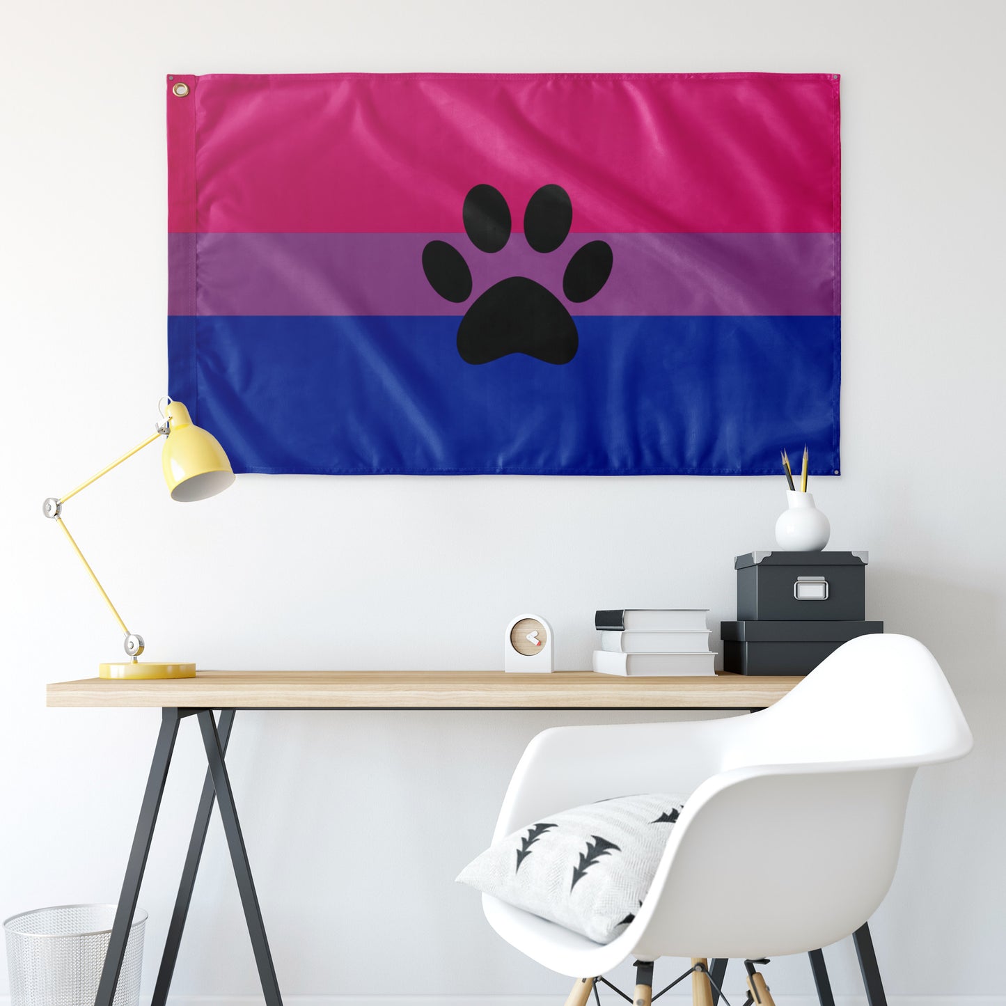 Furry Bisexual Pride Wall Flag - Black Paw | 36x60" | Single-Reverse