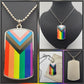 Rainbow Pride Metal Dog Tag Pendant Necklace | Choose Your Flag | Choose Your Chain or Cord