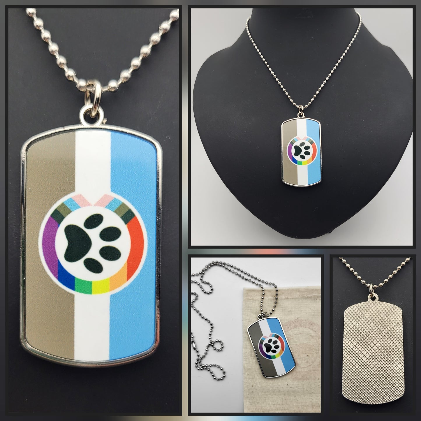 Furry Pride Metal Dog Tag Pendant Necklace | Choose Your Flag | Choose Your Chain or Cord