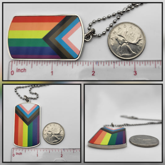 Gender Pride Metal Dog Tag Pendant Necklace | Choose Your Flag | Choose Your Chain or Cord