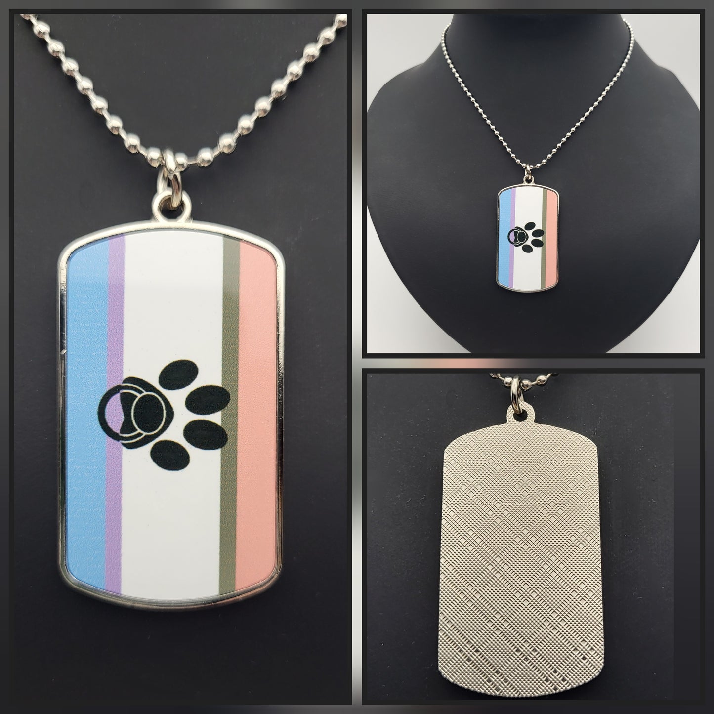Collar con colgante de etiqueta de perro de metal Orgullo Fetiche | Elige tu bandera | Elige tu cadena o cordón