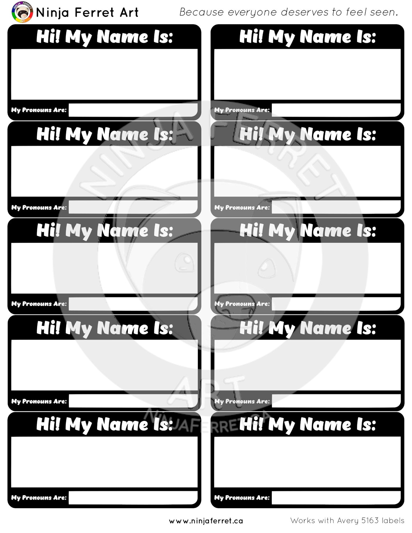 Name and Pronoun Labels | Printable | Fits Avery 5163