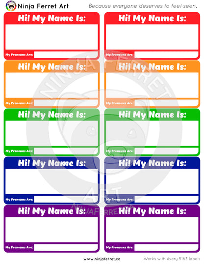 Name and Pronoun Labels | Printable | Fits Avery 5163