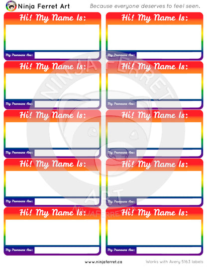 Name and Pronoun Labels | Printable | Fits Avery 5163