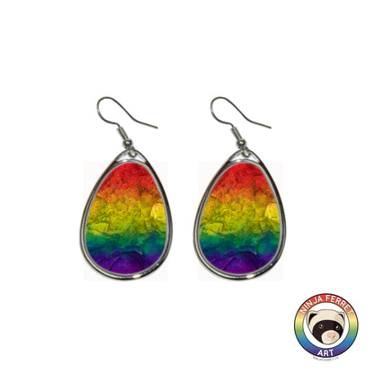 Rainbow Gradient or Faux Stone Oval Earrings | Choose Your Colourway