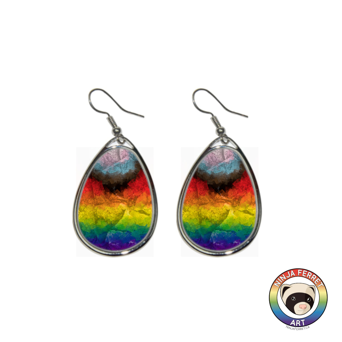 Faux Stone Rainbow Pride Oval Earrings | Choose Your Colourway