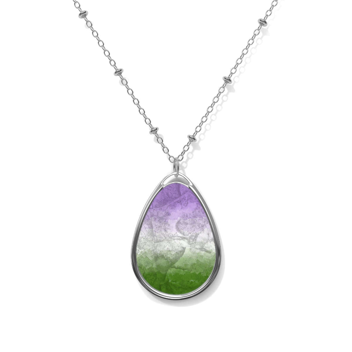 Faux Stone Gender Oval Necklace | Choose Your Gender Pride Flag Colourway