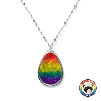 Faux Stone Rainbow Pride Oval Necklace | Choose Your Colourway