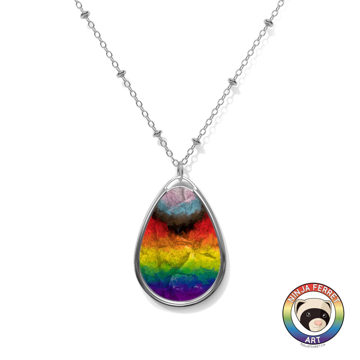 Collar ovalado del orgullo del arco iris de piedra sintética | Elige tu combinación de colores