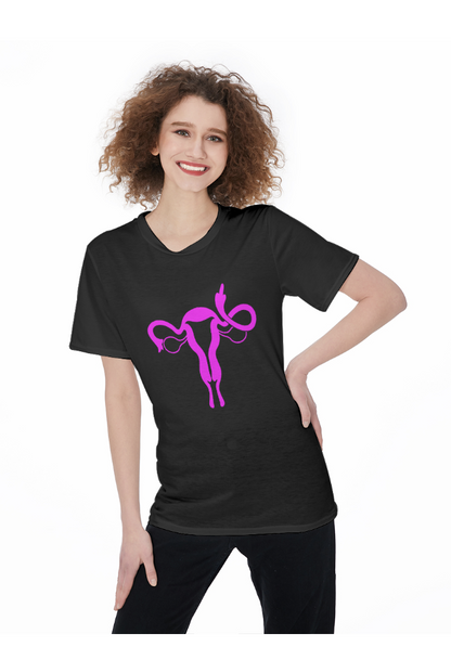 Uterus Middle Finger Fitted O-Neck T-Shirt