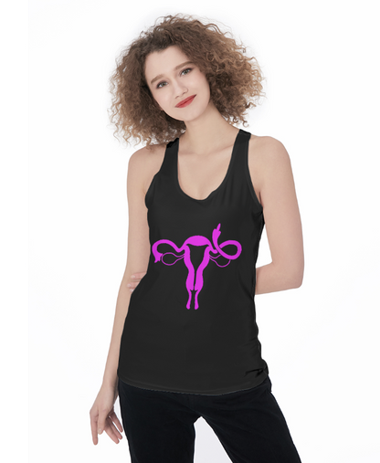 Uterus Middle Finger Fitted Racerback Tank Top