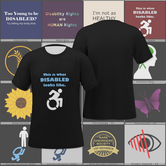 Disability Phrases and Symbols Relaxed Fit O-Neck T-Shirt | Choose Your Design and Colourway