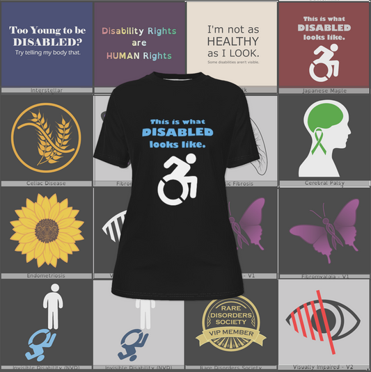 Disability Phrases and Symbols Fitted O-Neck T-Shirt | Choose Your Design and Colourway