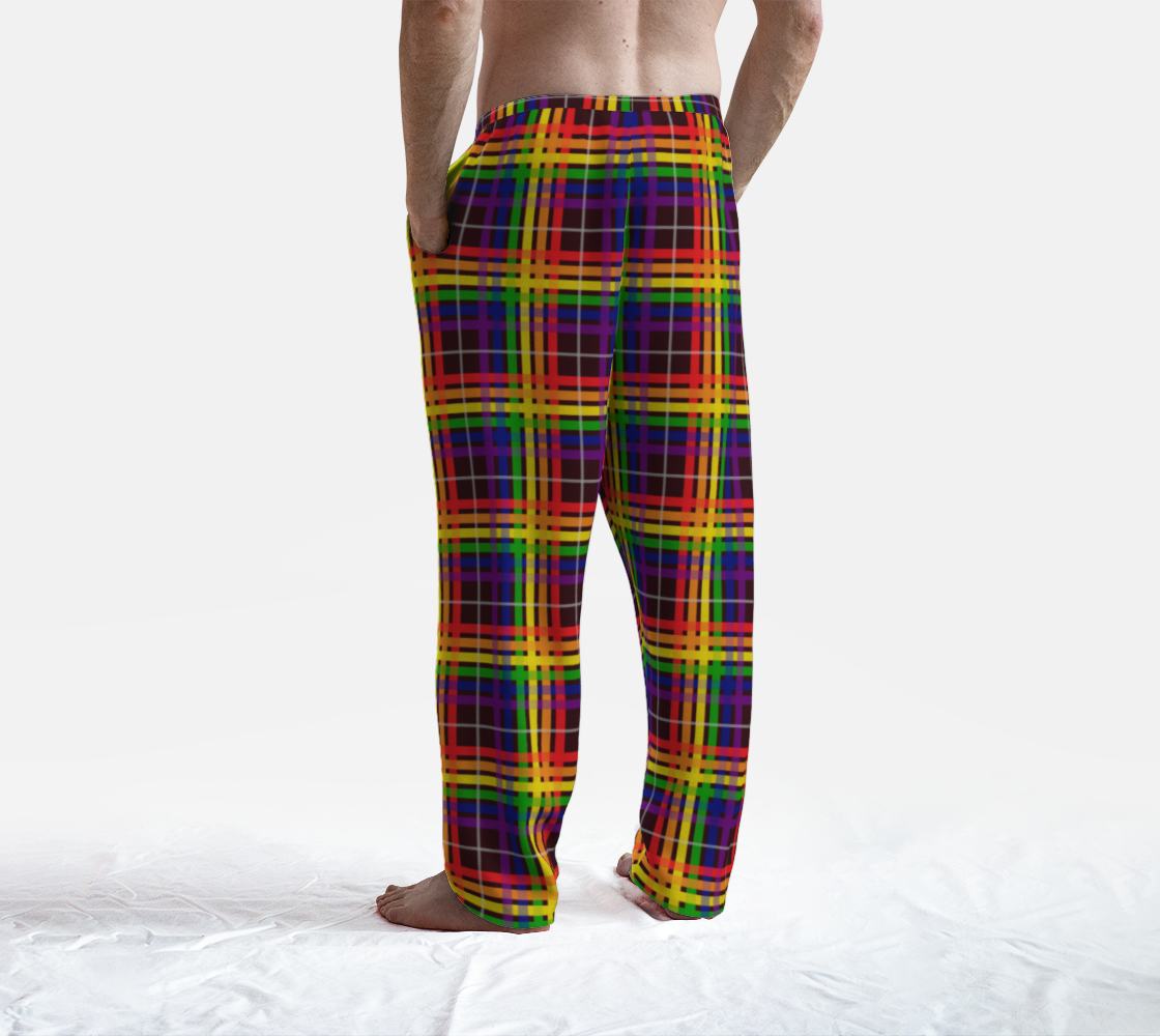 Rainbow/Deep Maroon Tartan Plaid Lounge Pants