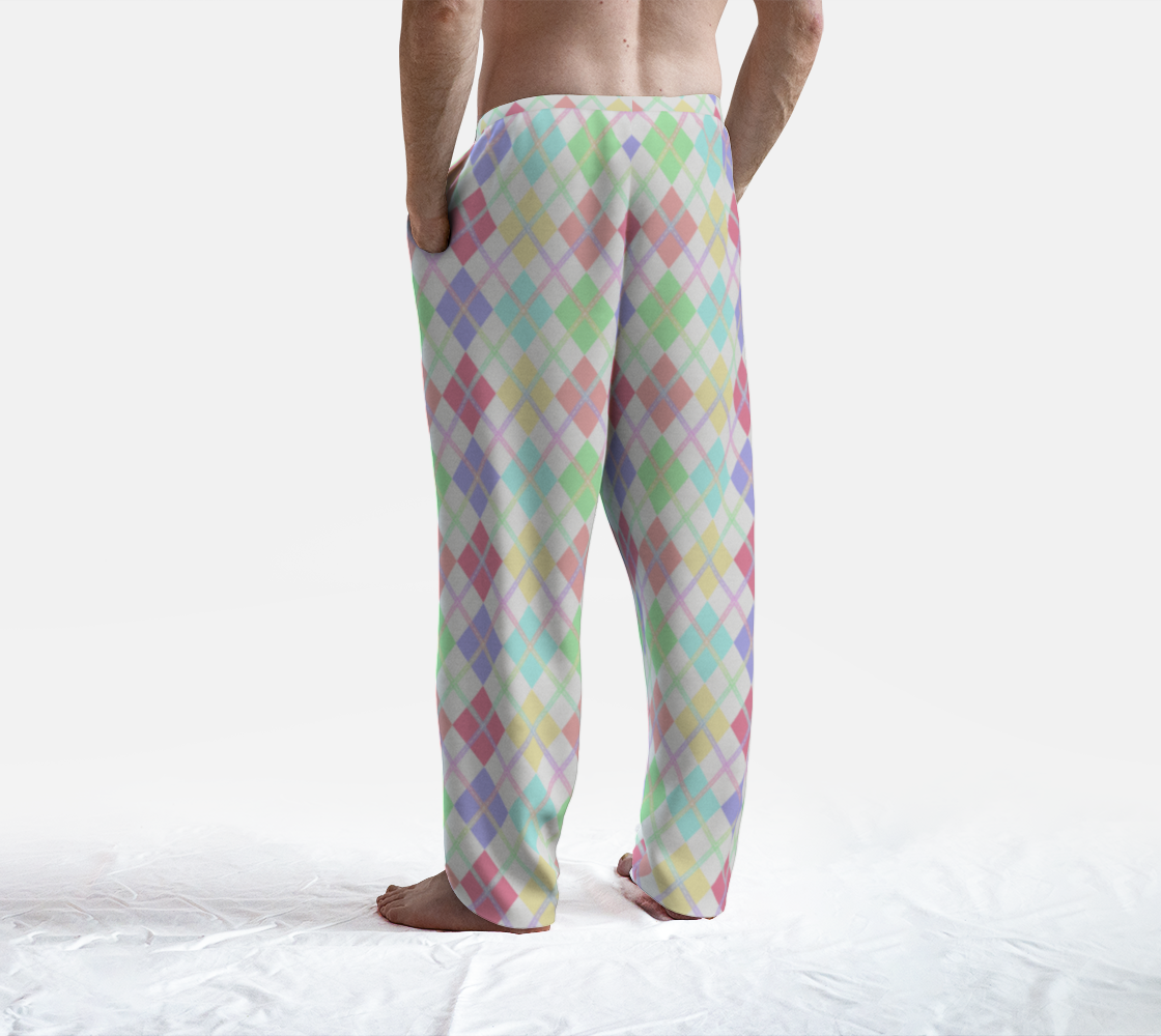 Pastel Rainbow/White Solid Argyle Lounge Pants