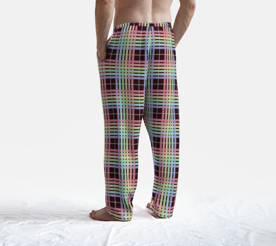 Pastel Rainbow/Deep Maroon Tartan Plaid Lounge Pants