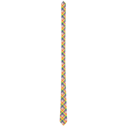 Rainbow/Lemon Chiffon Tartan Plaid Neck Tie
