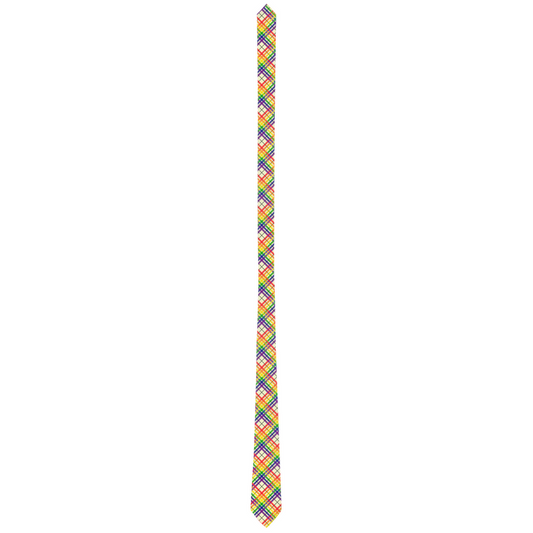 Rainbow/Lemon Chiffon Tartan Plaid Neck Tie