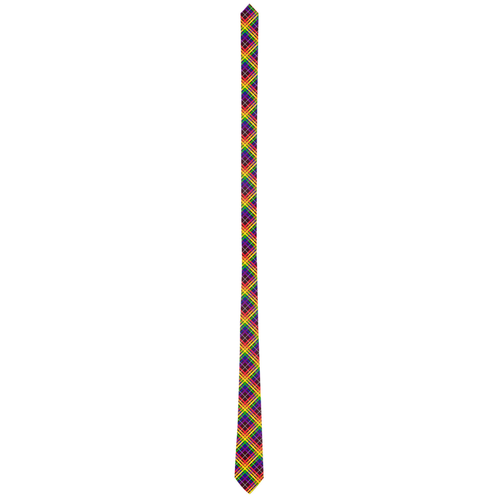 Rainbow/DeepMaroon Tartan Plaid Neck Tie