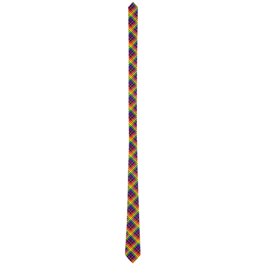 Rainbow/DeepMaroon Tartan Plaid Neck Tie
