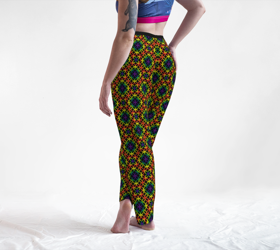 Circular Trellis Pattern Lounge Pants - Rainbow and Black