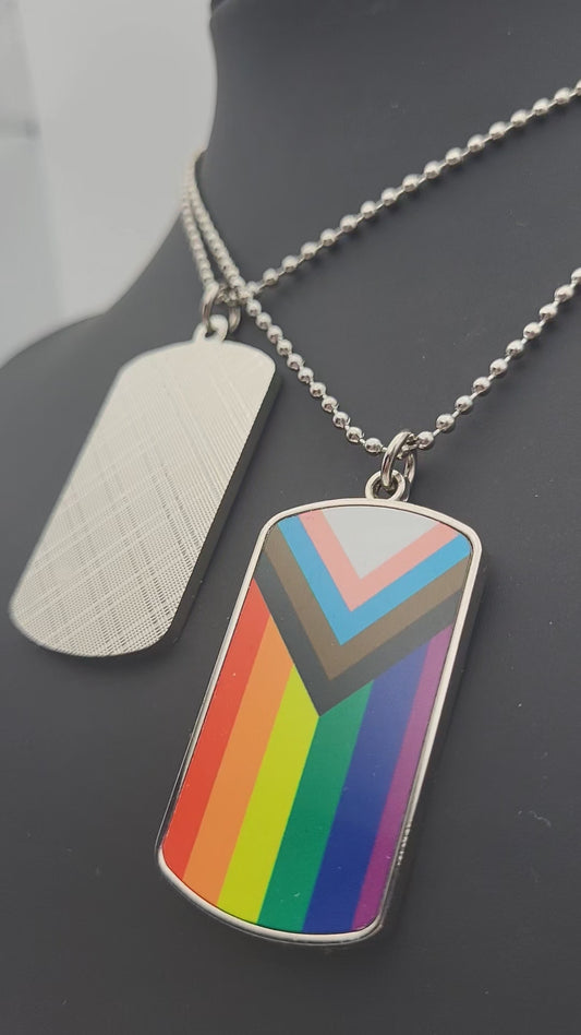 Polyamory Pride Metal Dog Tag Pendant Necklace | Choose Your Flag | Choose Your Chain or Cord