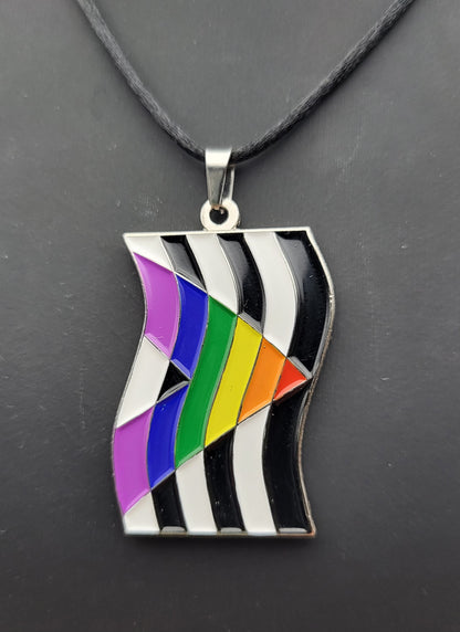 Ally Flag Enamel Pendant Necklace | Choose Rainbow or Transgender Flags
