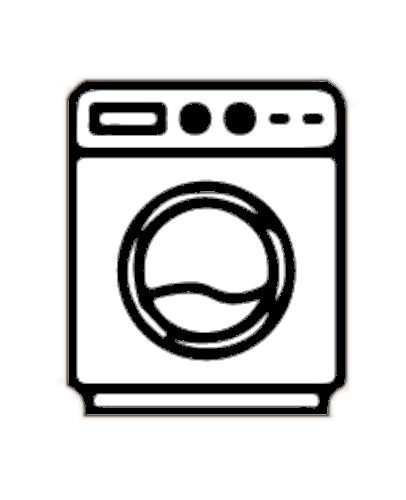 Black and white symbol of a washing machine
