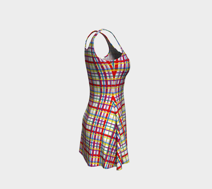 Vestido acampanado a cuadros Rainbow Madras