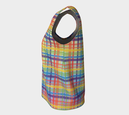 Muted Rainbow Plaid Gradient Loose Tank