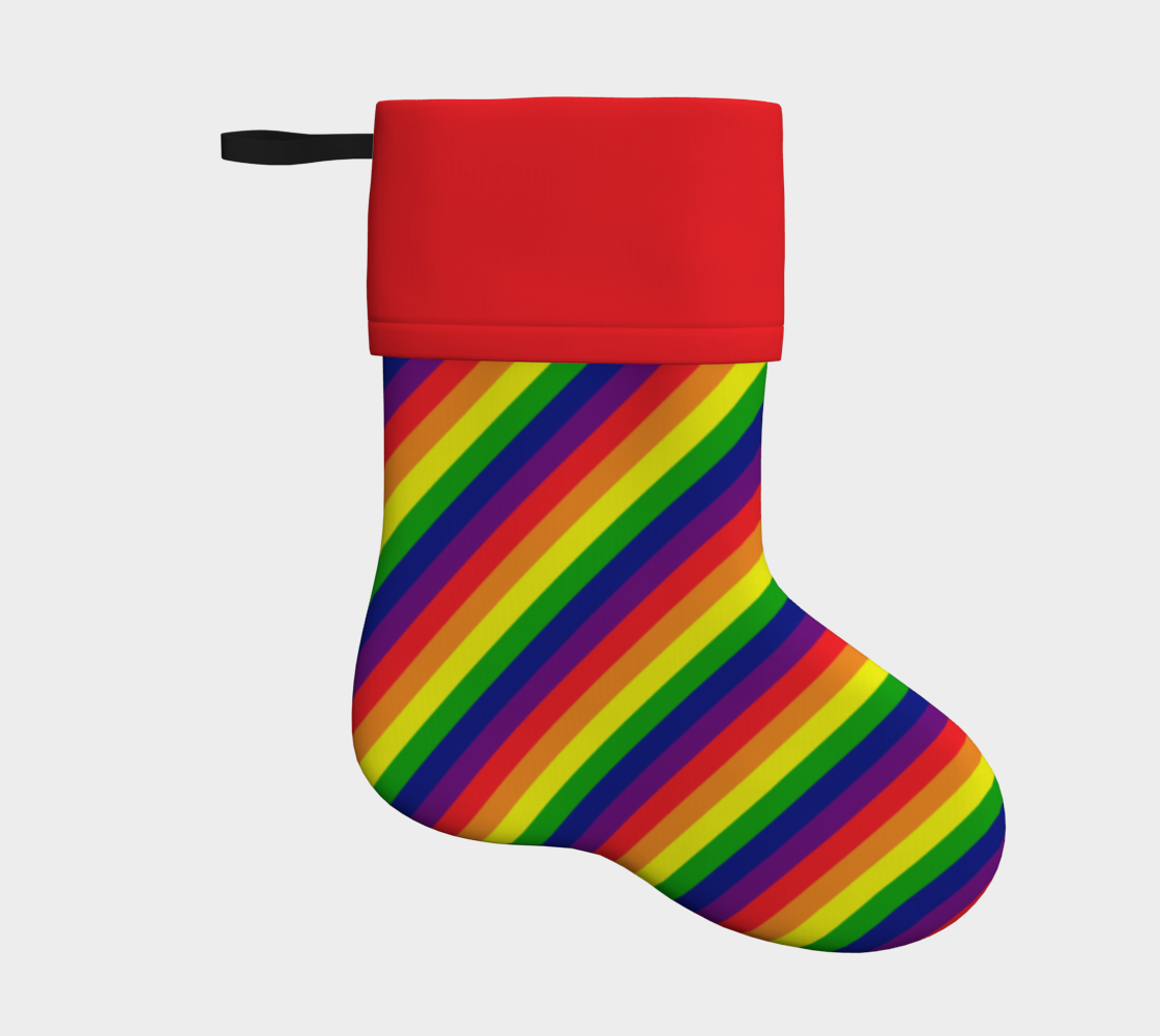 Rainbow  Striped Holiday Stocking