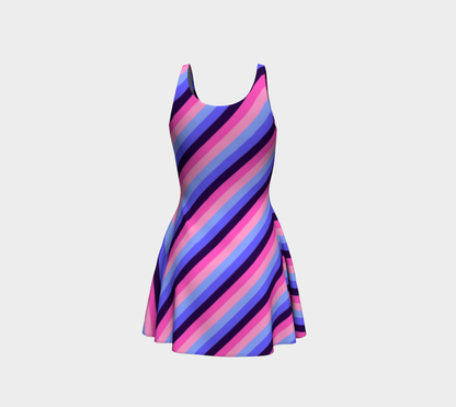 Omnisexual Striped Flare Dress