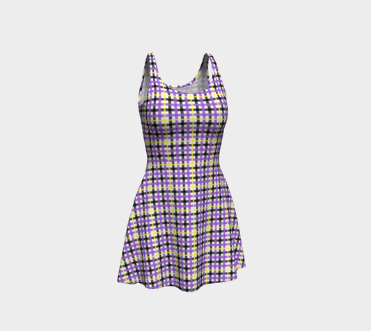 Nonbinary Gingham Flare Dress