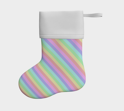 Pastel Rainbow  Striped Holiday Stocking