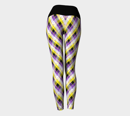 Leggings de yoga Argyle brillantes no binarios