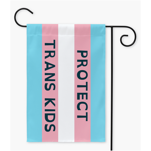 Protect Trans Kids - Open Dyslexic Dark Yard & Garden Flags | Single Or Double-Sided | 2 Sizes