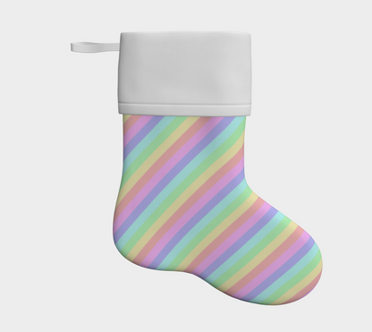 Pastel Rainbow  Striped Holiday Stocking