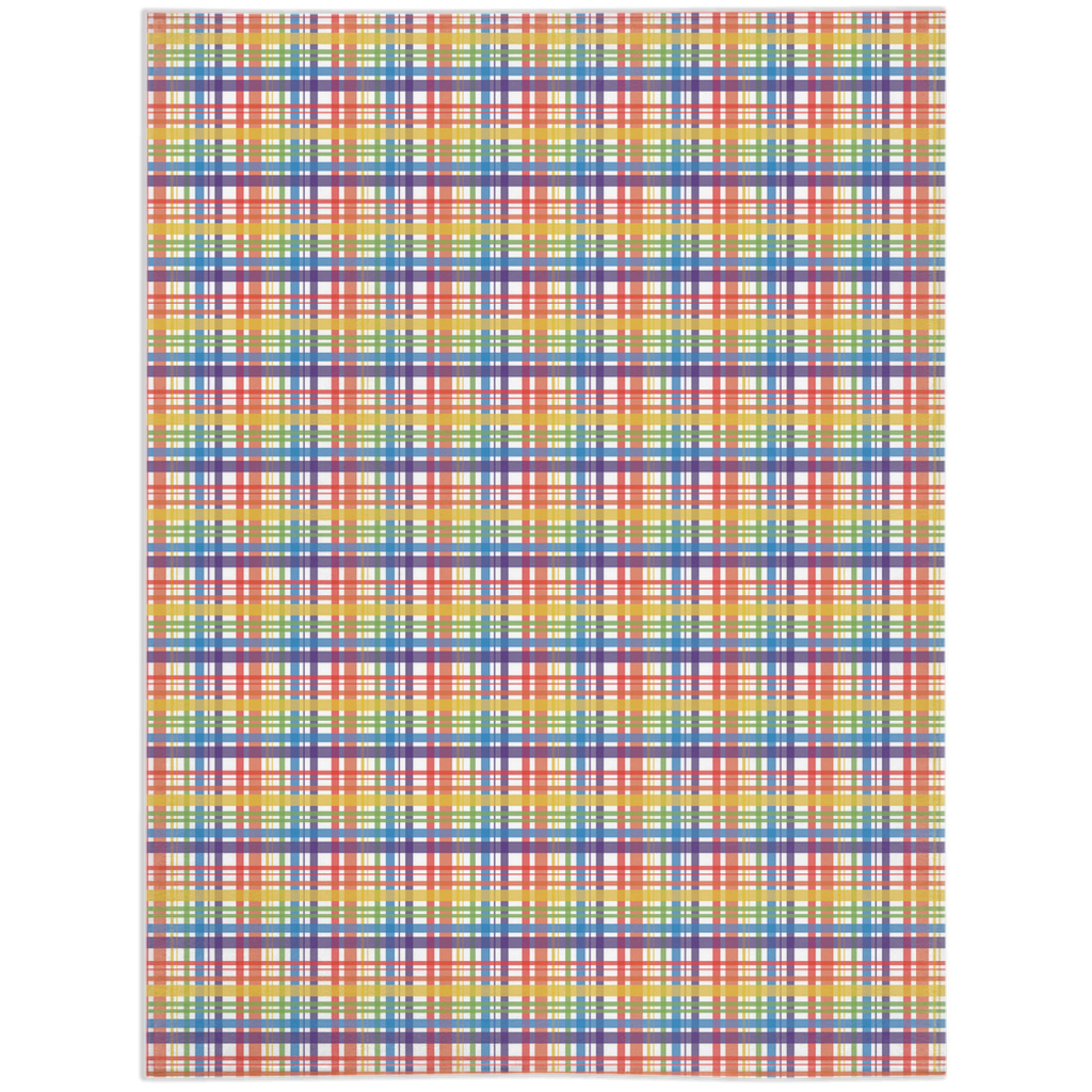 Muted Rainbow and White Plaid Pride Minky Blankets