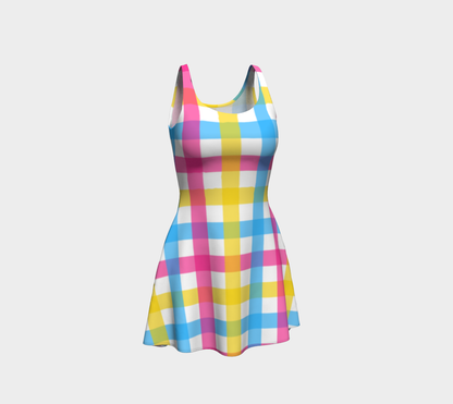 Vestido acampanado extragrande de cuadros pansexual